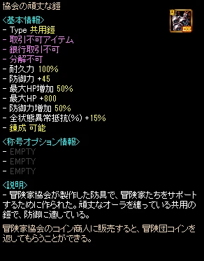 協会の頑丈な鎧